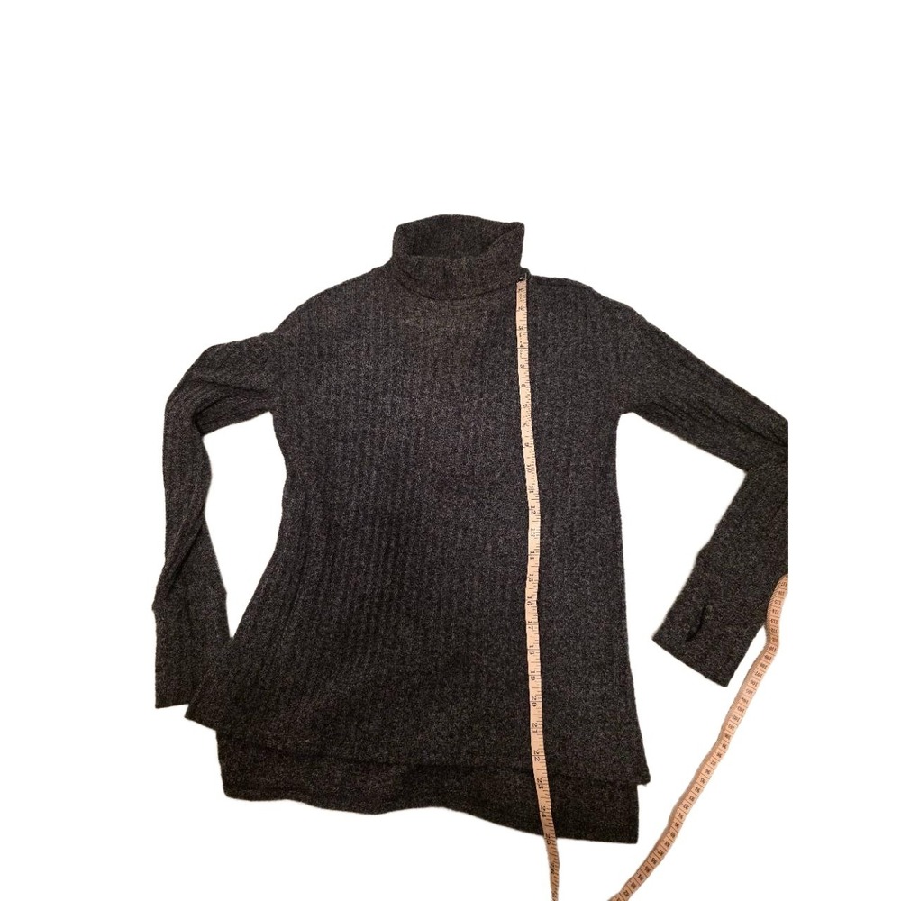 Athleta Gray Ribbed Turtleneck Sweater Thumb Holes Size XXS - Picture 7 of 10